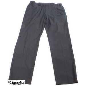Calvin Klein Men Polyester Blend Straight Fit Flat Front Dress Pants Black 36x32